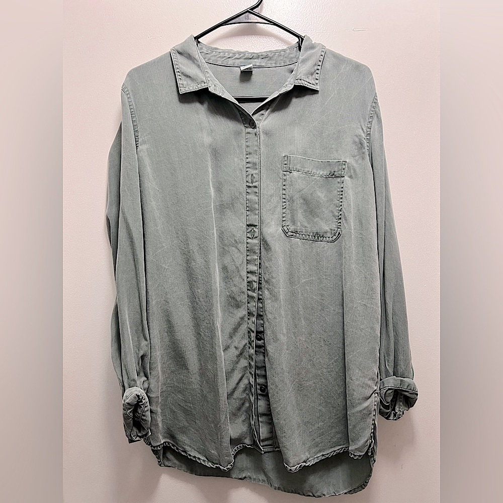 Old Navy Women’s Green Casual Button down Shirt, Size L